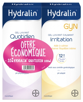 Hydralin Gyn Gel Lavant Calmant Irritation 200 ml + Gel Lavant Quotidien 200 ml -20%