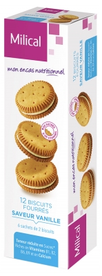 Milical 12 Biscuits Diététiques Fourrés - Saveur : Vanille