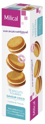 Milical 12 Dietetic Filled Biscuits - Flavour: Coconut