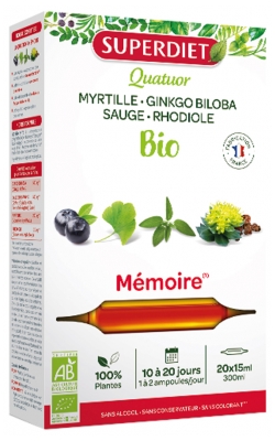Super Diet Mirtillo, Rodiola, Ginkgo Biloba, Salvia Biologica 20 Compresse