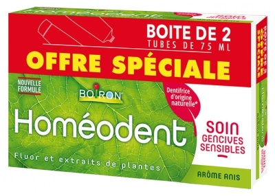 Boiron Homéodent Soin Gencives Sensibles Lot de 2 x 75 ml - Arôme : Anis