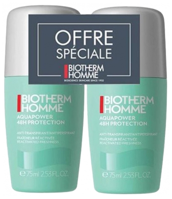 Biotherm Homme Aquapower Ice Cooling Effect 48H Anti-Perspirant Roll-On 2 x 75ml