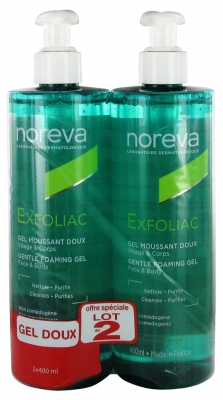 Noreva Exfoliac Maigs putojošs gēls 2 x 400 ml iepakojumā