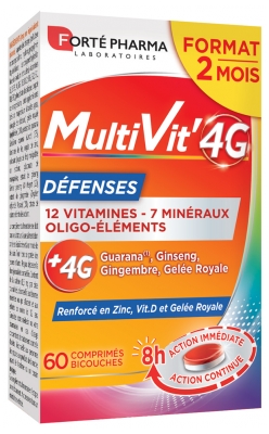 Forté Pharma MultiVit'4G Défenses 60 Comprimés Bicouches