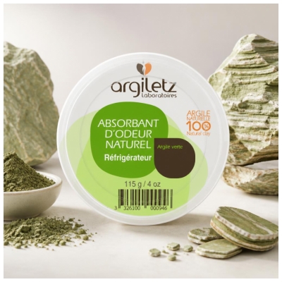 Argiletz Absorbant d'Odeur Naturel Réfrigérateur Argile Verte 115 g