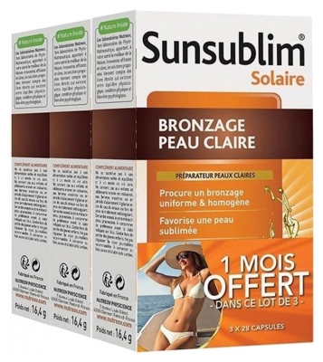 Nutreov Sunsublim Bronz Ușor Piele Deschisă Lot de 3 x 28 Capsule