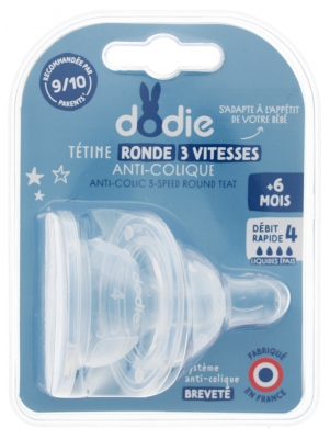Dodie 2 Round Teats 3 Flows Anti-Colic Thick Liquid + 6 Months