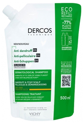 Vichy Dercos DS Shampoo Trattante Antiforfora per Capelli Secchi Eco-Refill 500 ml