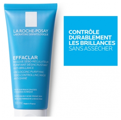 La Roche-Posay Effaclar Masque Sébo-Régulateur Purifiant Désincrustant Anti-Brillance 100 ml