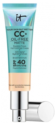 IT Cosmetics Your Skin But Better CC+ Cream Oil Free Matte CC Crème Correctrice Haute Couvrance Anti-Pores Apparents SPF40 32 ml - Teinte : Light Medium