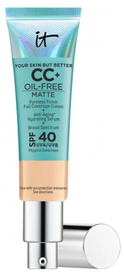 IT Cosmetics Your Skin But Better CC+ Cream Oil Free Matte CC Crème Correctrice Haute Couvrance Anti-Pores Apparents SPF40 32 ml - Tinta: Medio
