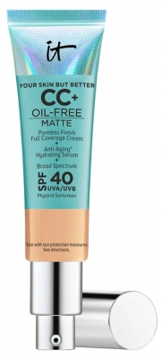 IT Cosmetics Your Skin But Better CC+ Cream Oil Free Matte CC Crème Correctrice Haute Couvrance Anti-Pores Apparents SPF40 32 ml - Teinte : Medium Tan