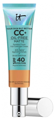 IT Cosmetics Your Skin But Better CC+ Cream Oil Free Matte CC Crème Correctrice Haute Couvrance Anti-Pores Apparents SPF40 32 ml - Teinte : Tan