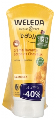 Weleda Baby Calendula Waschcreme Körper und Haar Pack von 2 x 200 ml