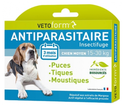 Vetoform Antiparasitaire Insectifuge Chien Moyen 3 Pipettes