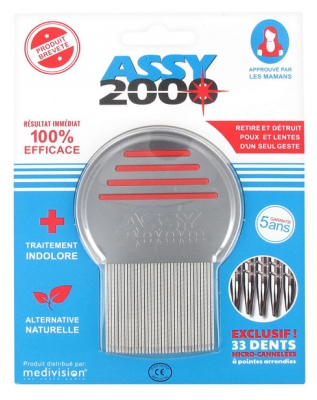 Assy 2000 Metal Lice Comb - Colour: Red