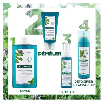 Klorane Détox - Cheveux Normaux Après-Shampoing à la Menthe Bio 150 ml