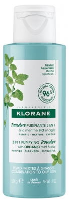 Klorane Poudre Purifiante 3en1 à la Menthe Bio et Argile 50 g