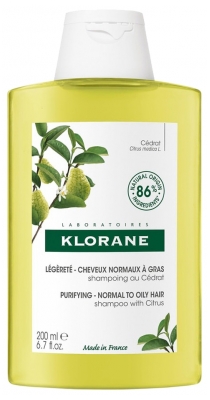 Klorane Légèreté - Cheveux Normaux à Gras Shampoing au Cédrat 200 ml