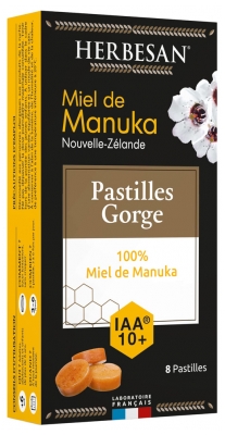 Herbesan Miel de Manuka Pastilles Gorges 100% Miel IAA 10+ 8 Pastilles