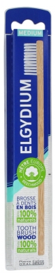 Elgydium Brosse à Dents en Bois Médium - Couleur : Poils Blancs