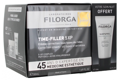Filorga TIME-FILLER 5XP Crema Correctora Todo Tipo de Arrugas 50 ml + SLEEP & PEEL Crema Micro-Peeling Noche 15 ml Gratis