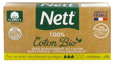 Nett 100% Bawełna Organiczna 16 Tamponów Normal