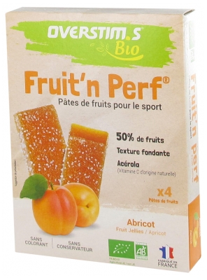 Overstims Fruit'n Perf Pâtes de Fruits Bio 4 Barres - Saveur : Abricot