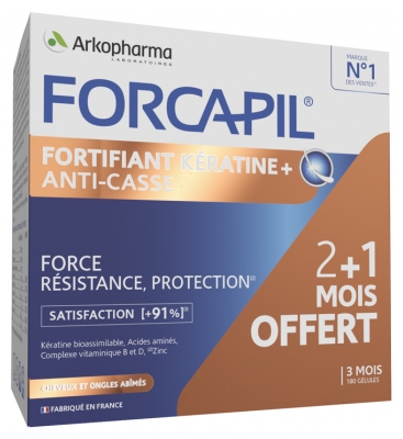 Arkopharma Forcapil Keratino+ Stiprinamasis 3 mėnesių programa 120 + 60 kapsulės