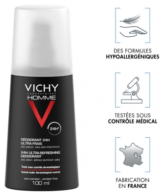 Vichy Homme Déodorant Ultra-Frais 24H Vaporisateur 100 ml