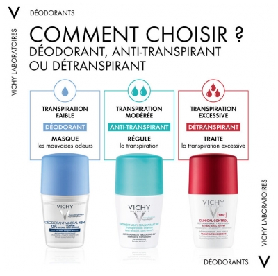 Vichy Déodorant 24H Toucher Sec Peau Sensible Roll-On 50 ml