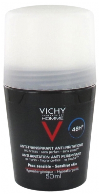 Vichy Homme Deodorante Anti-Transpirant Anti-Irritazione 48H Roll-On 50 ml