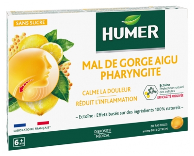 Humer Acute Sore Throat Pharyngitis Honey Lemon 20 Lozenges