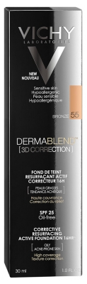 Vichy Dermablend 3D Correction Fond de Teint Resurfaçant Actif Correcteur 16H SPF25 30 ml - Teinte : Bronze 55