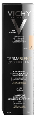 Vichy Dermablend 3D Correction Fond de Teint Resurfaçant Actif Correcteur 16H SPF25 30 ml - Teinte : Opal 15