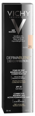 Vichy Dermablend 3D Correction Fond de Teint Resurfaçant Actif Correcteur 16H SPF25 30 ml - Teinte : Nude 25