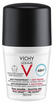 Vichy Homme Déodorant Anti-Transpirant 48H Anti-Traces Roll-On 50 ml