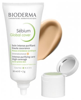 Bioderma Sébium Global Cover Soin Intense Purifiant Haute Couvrance 30 ml + 2 g