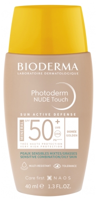 Bioderma Nude Touch SPF50+ 40 ml - Barwa: Złoty