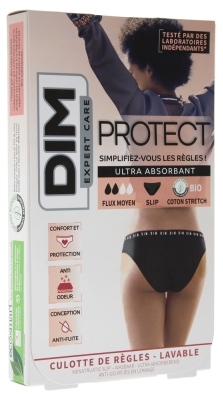 DIM Expert Care Protect Culotte de Règles Lavable Flux Moyen 1 Slip - Taille : 40/42