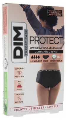 DIM Expert Care Protect Culotte de Règles Lavable Flux Abondant 1 Boxer - Taille : 40/42