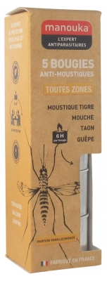Manouka 5 Lumânări Anti-Țânțari Toate Zonele Parfum Vanilie/Monoï