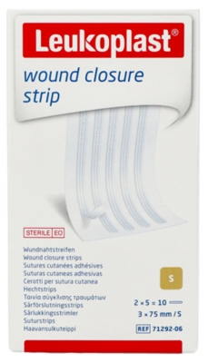 Essity Leukosan Strip Adhesive Sterile Skin Sutures 2 x 5 Strips 3 x 75 mm