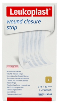 Essity Leukosan Tiras Sutura Cutánea Adhesivo Estéril 2 x 5 Tiras 3 x 75 mm