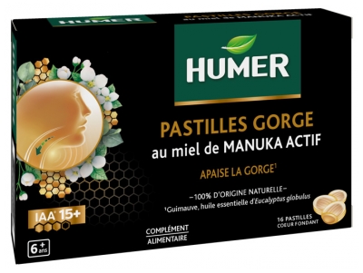 Humer Active Manuka Honey Throat Pastilles IAA 15+ 16 Pastilles
