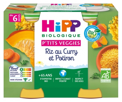 HiPP P'tits Veggies Rice With Curry and Pumpkin From 6 Months Organic 2 Pots