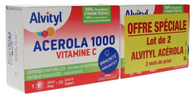 Alvityl Acérola 1000 Vitamine C Lot de 2 x 30 Comprimés à Croquer
