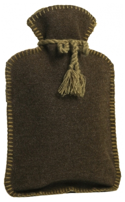 Calindoo Wasserwärmflasche und Bezug Flanell Grün 2 L