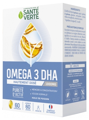 Santé Verte Omega 3 1000 mg de DHA 60 Capsules