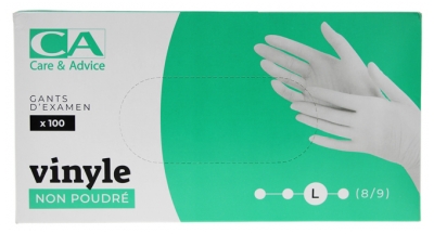 CA Diffusion Unpowdered Vinyl Examination Gloves 100 Gloves - Size: L